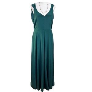 Line & Dot Emerald‎ Green Open Back V-Neck Maxi Dress Size Large